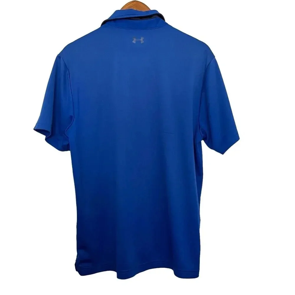 Under Armour Heat Gear Polo Shirt‎ Gold Size Large Preppy Blue